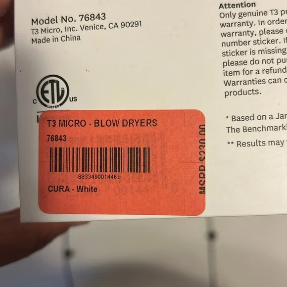 T3 Cura Luxe Hair Dryer | Like New — used one time - Picture 5 of 6